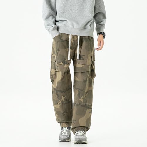 Pantalon cargo homme ample à coupe droite et multipoches