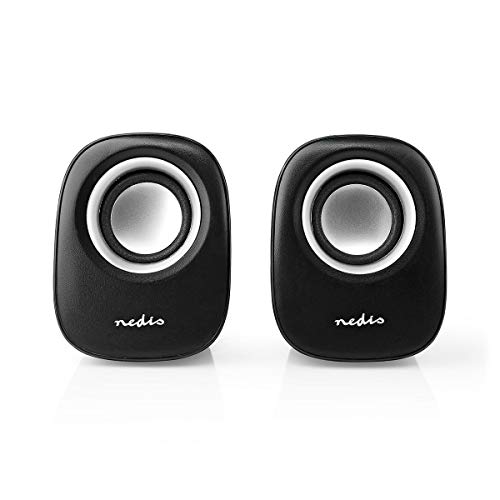 NEDIS® PC Speaker | 2.0 | 12W | Connectors – Input: 1x 3.5mm | USB Powered | Volume Control Silver/Black