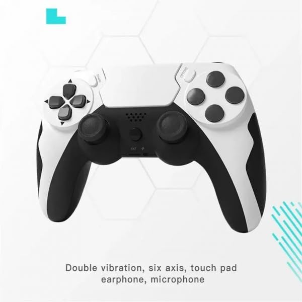 RESTEQ Manette de Jeu Sans Fil Compatible PS4/PS3/PC, Bluetooth 4.0, Double Moteur Vibrant, Touchpad Réactif, 8 Heures d'Autonomie