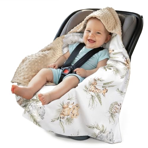 Medi Partners nid d'ange Bebe été Couverture enveloppante Bébé Siege Auto 85x85cm Couvertures Bebe nid d'ange Une Douce Oeko-Tex Moelleuse pour landaus (Safari avec...