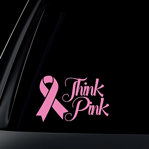 Think Pink Breast Cancer Pink Ribbon Car Decal / Sticker - Light Pink