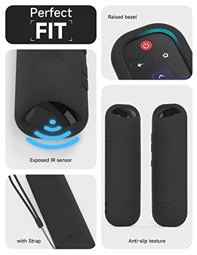 Tcl Roku Rc280 Remote Case Sikai Silicone Shockproof Protective Cover For Roku 3600R / Tcl Roku Rc280 Tv Remote [Rohs Tested Material] Skin-Friendly Anti-Lost With Remote Loop (Black) #TOP1