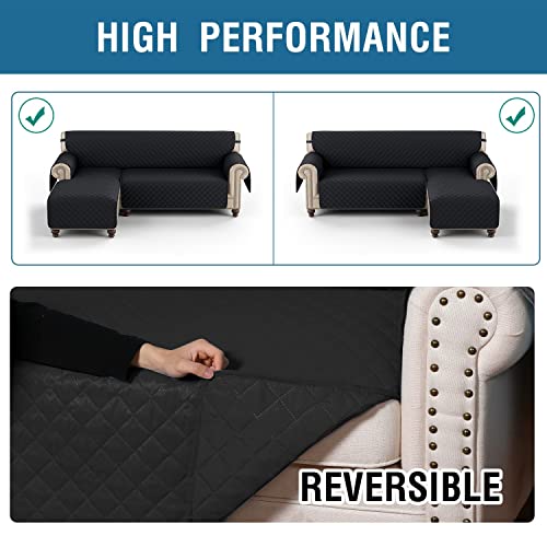 Topchances Sofa Slipcover L Shape 3Pcs Reversible Sofa Cover Sectional Couch Cover 3 Seater Chaise Slip Cover With Elastic Straps For Kids Dogs Cats Pet Furniture Protector Cover #TOP2