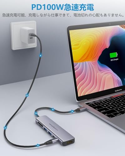 undefined USB C ハブ 7-in-1アダプタ hdmi type-c ハブ 4K@30HZ HDMI usbハブ type-c×2ポートUSB-A 3.0×2ポート 5Gbps高速データ転送 PD 100W 急速充電ポート SD/TFカードスロット usb c hdmi Macbook pro/Airなど対応(USBハブ7-in-1type-c *2ポート) の商品画像 5
