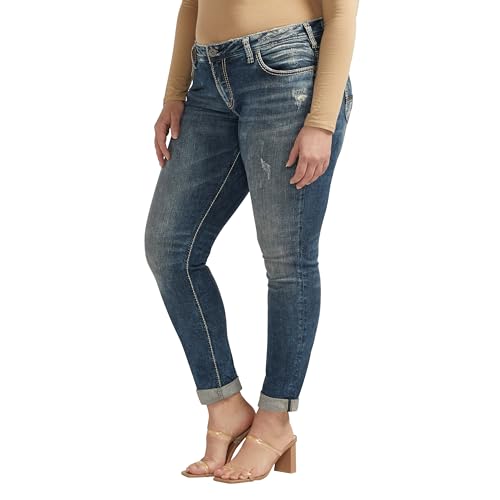 Silver Jeans Co. Women's Plus Size Girlfriend Mid Rise Skinny Jeans2