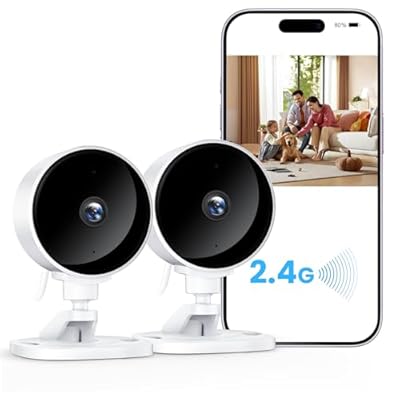 WOLFANG Cámara Vigilancia WiFi Interior 1080P con Visión Nocturna Detección de Humano y Audio Bidireccional Compatible con Alexa Alarma Almacenamiento en Aarjeta SD y en la Nube Paquete de 2