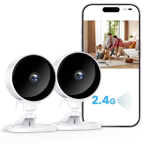 WOLFANG Pack 2 Camara Vigilancia WiFi Interior 1080P, Detección de Humano, Visión Nocturna, Audio Bidireccional, Compatible con Alexa, Alarma en Tiempo Real, Almacenamiento SD y Nube