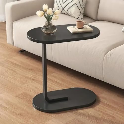 Oszczędność miejsca owalny stolik na telewizor w kształcie litery C, idealny do salonu lub sypialni, pasuje pod sofę, idealny na przekąski i posiłki, nowoczesny design, wszechstronne zastosowanie