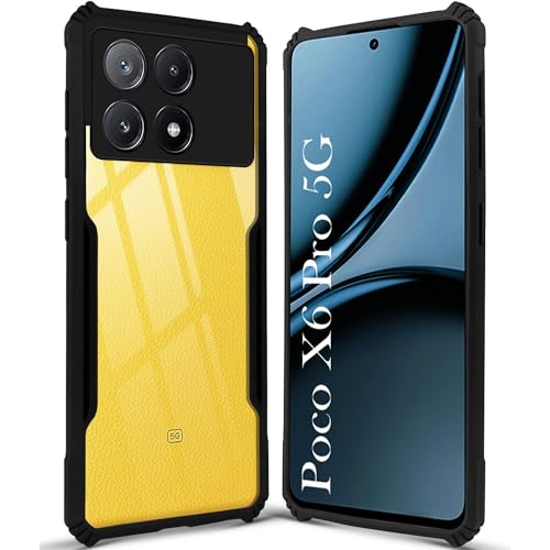 Image of Jkobi Back Case Cover for Poco X6 Pro 5G (Shockproof with Polycarbonate Clear Panel | Professional Black)