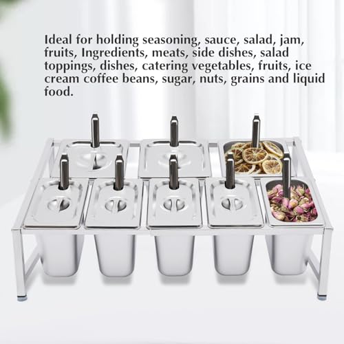 Distributeur de condiments avec 6 casseroles en inox et couvercles