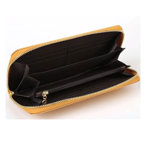Leather Money Organisers Women Cowhide Wallets Purses Money Clips Card Cases Handbags Wedding Evening Bags (Yellow)3