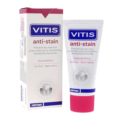 Vitis Antistain, Pasta Dental 50ml, Prevención de Manchas, Para Tratamientos con Clorhexidina, Reduce Manchas hasta 86%