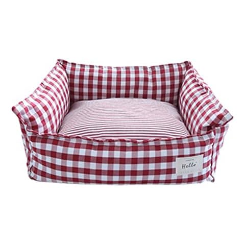 Zoomlie Hundebett / Katzenbett, Baumwollleinen, kariert Cover