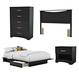 South Shore Bedroom Set Step One Collection, Black, 4-Piece