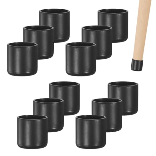 Image of M METERXITY 12-Pack Chair Leg Caps, 3 /4 Inch(19mm) PVC Chair Leg Floor Protectors for Folding Chairs /Metal Chairs /Furniture Table /Hardwood Floors, Round Non-Slip Cover End Tips [Black]