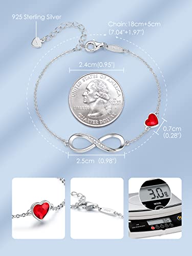 Cde Infinity Heart Symbol Charm Bracelet For Women Stainless Steel 925 Sterling Silver Adjustable Anniversary Valentine' S Day Jewelry Gift Birthday Gifts For Women Mom Wife Girls Her #TOP4