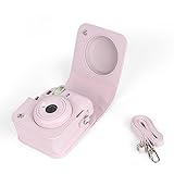 ReachMall PU Leder Kameratasche für Instax Mini 12 Schutzhülle mit Schultergurt Kratzfeste Reisetasche Blau