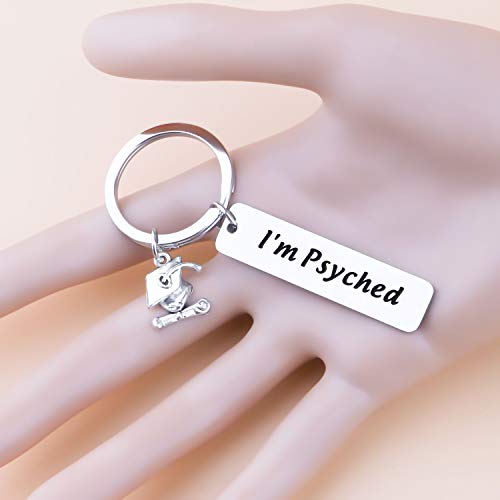 BEKECH Psychology Major Graduation Gifts I’m Psyched Grad Cap Charm Keychain for PHD Graduates4