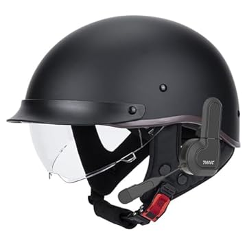half helmet with visor and bluetooth