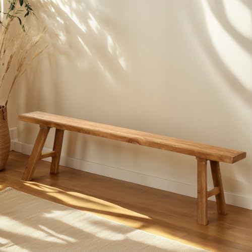 GTHTUHFD Banco Rústico Artesanal De Madera Maciza De Olmo Antiguo - Ideal para Comedor, Pie De Cama, Pasillo O como Taburete para Interior/Exterior - Muebles De Jardín,140 * 26 * 45cm