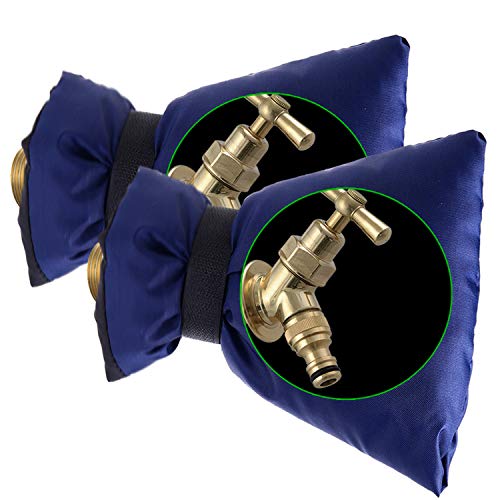 Outdoor Faucet Cover, Ohuhu Faucet Insulation Cover for Winter Freeze Protection, Reusable Antifreeze Hose Bib Covers Outside Faucet Protector Socks Insulatd Water Spigot Cover, 2 Pack (Dark Blue)