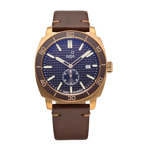 Image of Xylys Patina Quartz Analog Brown Dial Brown Leather Strap Watch for Men
