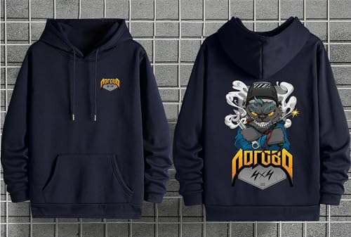 Image of Dagcros Hoodies Fleece Lined Casual Sweatshirts Athletic Printed Workout Pullover with Kangaroo Pocket for Men's