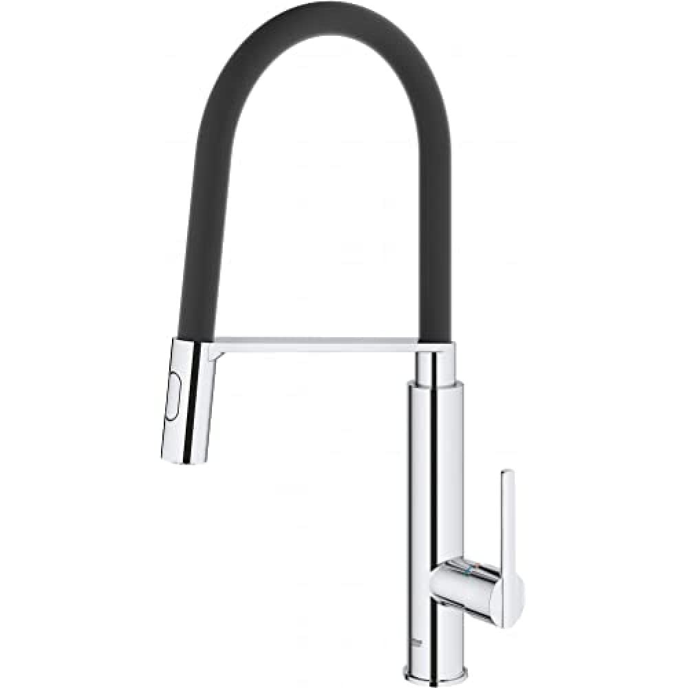 GROHE Feel Single Side Lever Pro Hose Chrome Kitchen 1/2"" BSP Mixer Tap 30189000