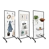 NEESEEYEE 2' x 5.5' Ft Gridwall Panel Display Stand Gridwall Panels Tower with T-Base Floorstanding, Detachable Girdwall for Easy Transport, Standing Grid Tower, Craft Fair Display Rack