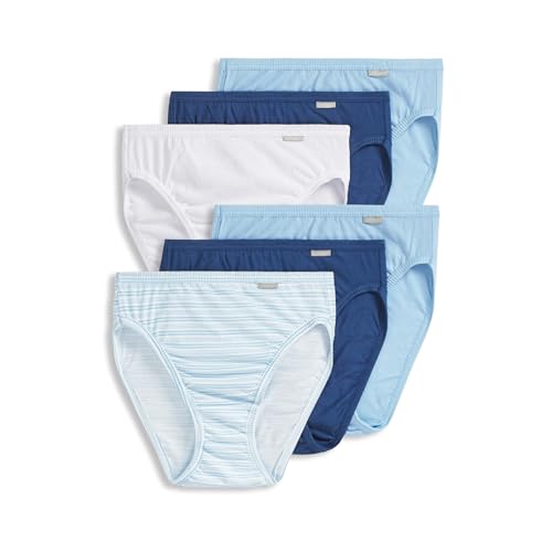 Jockey Women's Plus Size Elance French Cut Underwear - 6 Pack, White/Boardwalk Stripe/Marina...