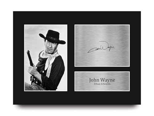 Image of HWC Trading John Wayne The Searchers Ethan Edwards Gifts Printed Signed Autograph Picture for Movie Memorabilia Fans - A4