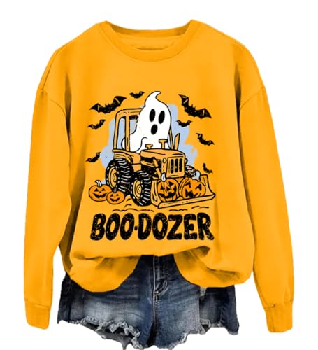 Boo-Dozer Sweatshirt Truck Ghost Pumpkin Funny Halloween Construction Shirt