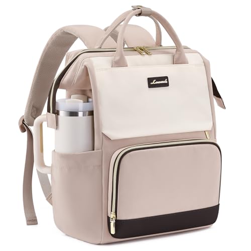 LOVEVOOK Laptop Backpack for Women with Giant Tumbler Holder Pocket, 15.6 inch Travel Work Bag Purse for Nurse Teacher, Waterproof Casual Daypack for College Business