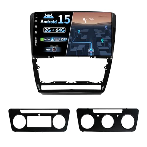 BXLIYER Android 15 Autoradio pour Skoda Octavia (2006-2014) - 2G+32G - sans Fil Carplay + Android Auto - Caméra arrière GRATUITES - 2 Din IPS 10.1 Pouce - Dab Volant...