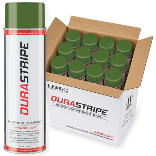 Image of Athletic Field Marking Paint - Case of 12 T-Tip Spray Cans, 18 oz Each - Bright, Durable Field Striping Paint. Several colors to choose from. (Turf Green)