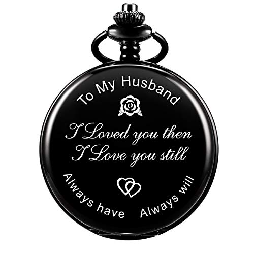 Montre de Poche Homme Personnalisé SIBOSUN Quartz Cadeau Femme À Mari Gravé avec Chaîne Et Boîte De Souvenir Cover
