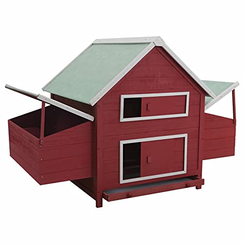 Chenshu Hühnerstall, Kaninchenstall, Legenester Für Hühner, Hühnerhaus, Rot 157x97x110 cm Holz – Bild 3