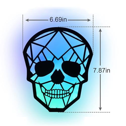 Image of Battery Wall Lamp with RGB Color and Changing APP, Magnetic Cordless Skull Wall Sconces with Music Rhythm, Modern Smart LED Bedside lamp for Bedroom Living Rooms