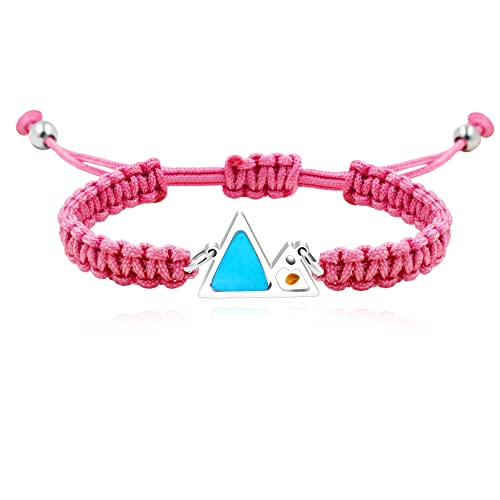 Image of Uloveido Handmade Braided Rope Bracelets with Blue Triangle Mountain Mustard Seed Charm Unisex Mountain Bracelet