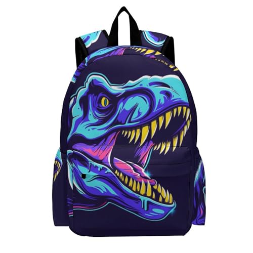 16 Inch Backpack Dinosaur T-Rex Head Laptop Backpack School Bookbag Shoulder Bag Casual Daypack