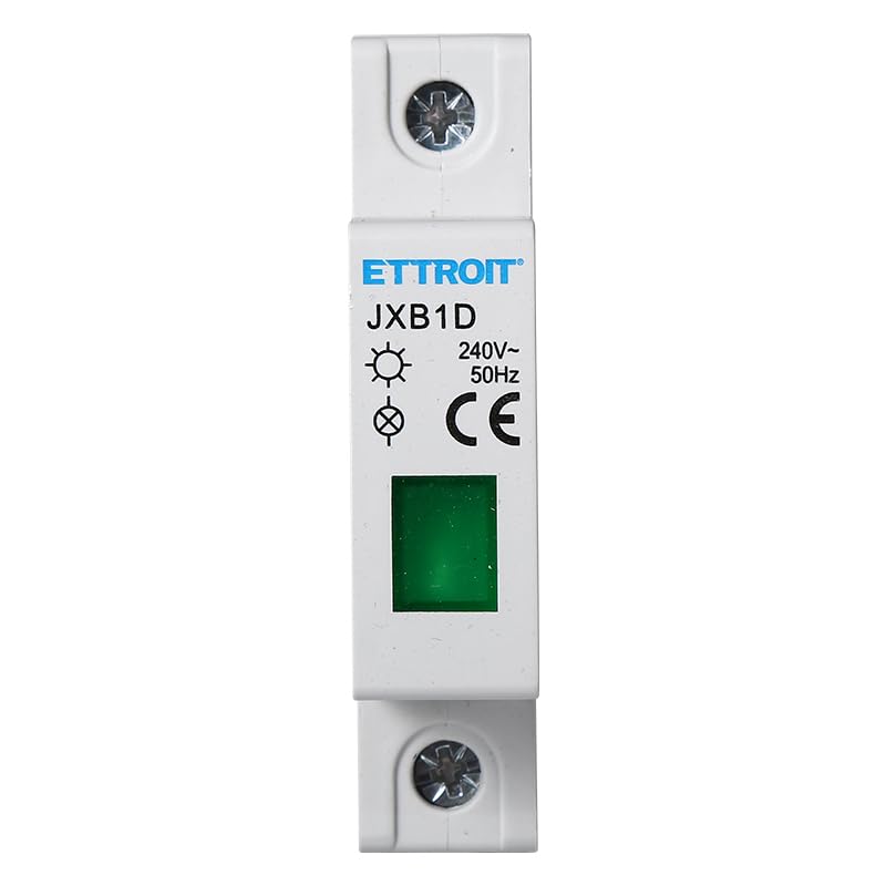 ETTROIT INDICATORE LUMINOSO LED SU GUIDA DIN 1 MODULO PER PRESENZA TENSIONE SPIA DI SEGNALAZIONE VERDE GIALLO ROSSO BLU BIANCO (VERDE)
