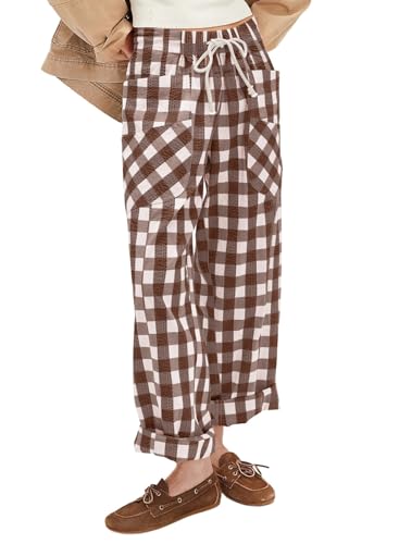 Image of Acelitt Women Checkered Pants with Pockets, S-XXL