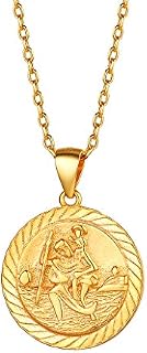 Silvora Saint Christopher/Saint Michael Medal Necklace, Sterling Silver Chic Saint Patron Pendant Jewelry Virgin Mary/Saint Benedict/Elizabeth  Coin Charms for Women Men
