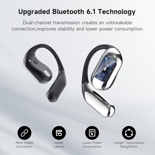 Image of CoolJumper Open Ear Wireless Bluetooth 6.1 Earbuds with Earhooks for Sport | HiFi Stereo Open Ear Earphone with ENC Mic, IP7 Waterproof Wireless Headphone for Running, Gym, Workout and Business