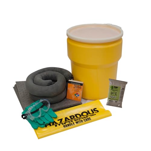 ENPAC 10-Gallon Drum Spill Kit, Universal, Yellow, Soaks Any Spilled Liquid, Easy to Transport, Drum and Lid Included