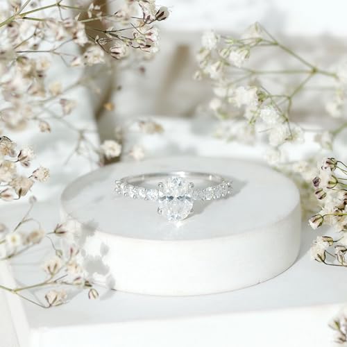 Certified Moissanite 7X9mm Oval Engagement Ring in Silver, D-Vs1 Quality, Moissanite 2 Carat Ring - Ready To Gift4