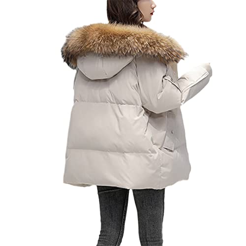 Parka courte col fourrure femme manteau hiver chaud veste beige taille S chic
