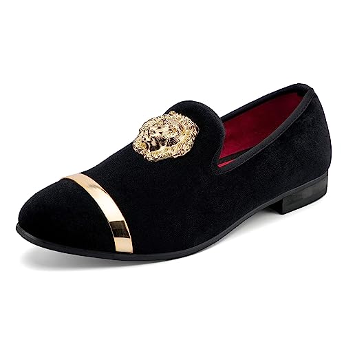 Meijiana Men's Loafers Velvet Shoes Metal Eagle Buckle Wedding Party Smoking Slipper Dress Loafers Shoes for Men