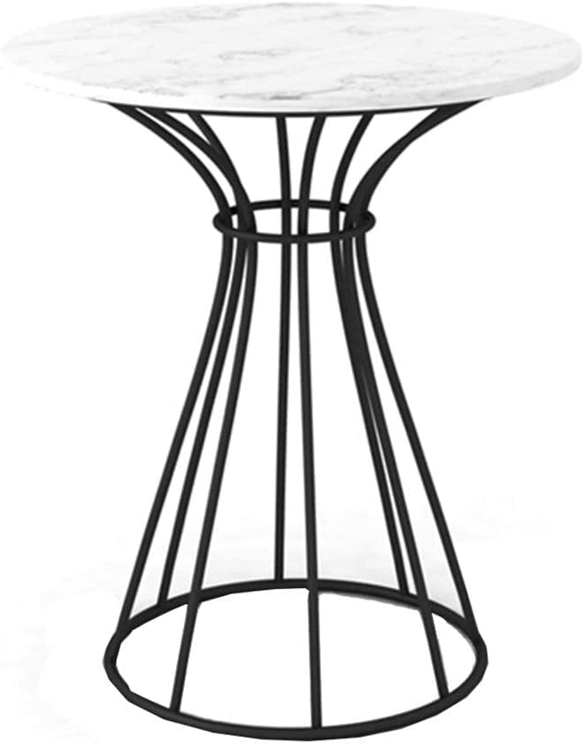 Akifi Craft Curvic Cone Side Table, Metal Wire Hour Glass Frame, Small Stylish Bedroom Nightstand, Marble Top, Mid-Century Modern Luxe Accent Furniture for Living Room, White/Black, 15" Wide (Black)
