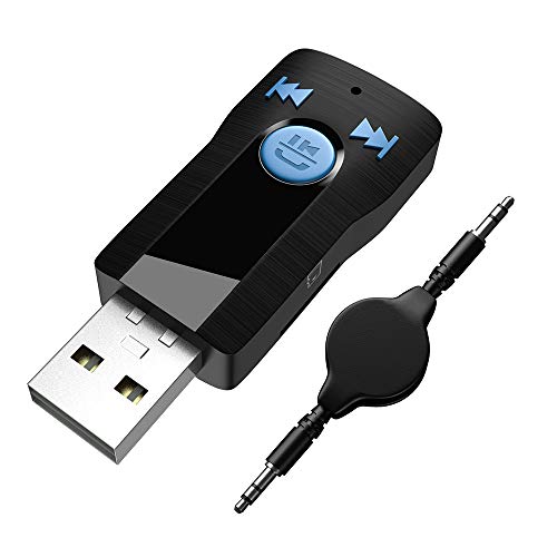 SONRU USB Bluetooth Receiver Adapter for Car, Handsfree Calls 3.5mm AUX Adapter Car